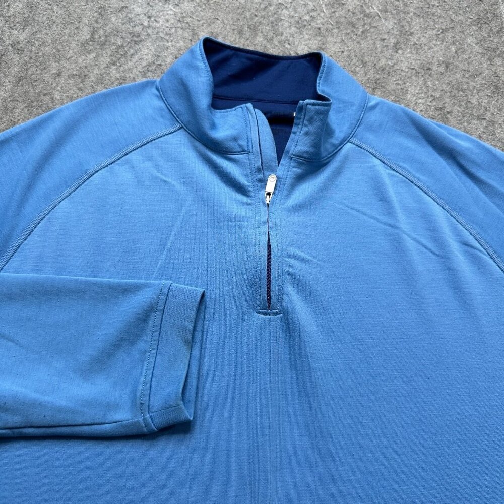 Peter Millar 1/4 Zip Pullover Men M Blue Seaside Golf Stretch Coast Terry